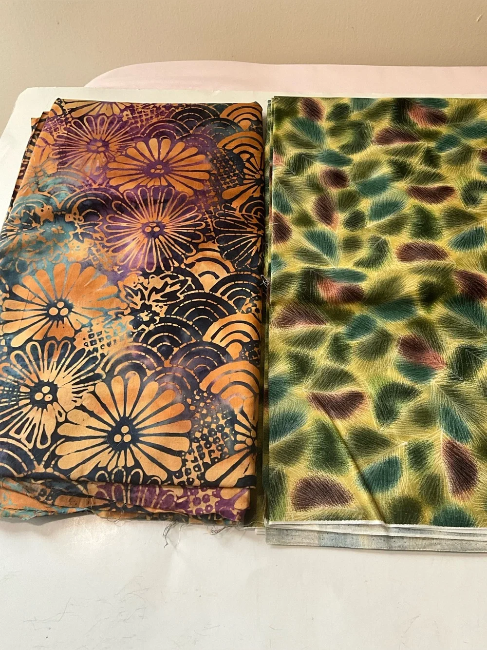 Quilting Sewing Crafts Fabric Lot Batik & Kona Bay Fabrics Purple Green Blue